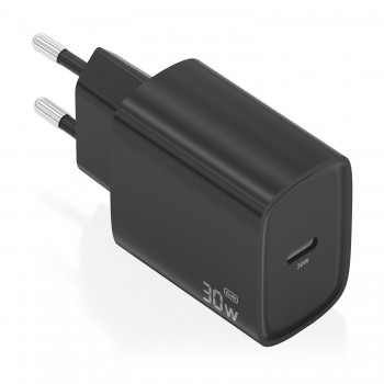 Cargador de Pared GaN Aisens A110-0951  1xUSB Tipo-C  30W  Negro