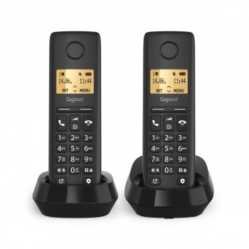 Gigaset BASIC 100 DUO Teléfono DECT analógico Identificador de llamadas Negro L36852-H3206-D201