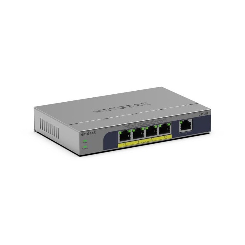 NETGEAR GS105P No administrado Gigabit Ethernet (10 100 1000) Energía sobre Ethernet (PoE) Montaje e GS105P-300EUS