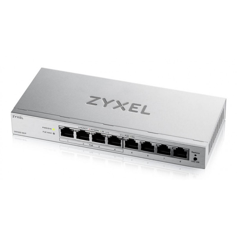 Zyxel GS1200-8HPV3 Gestionado L2 Gigabit Ethernet (10 100 1000) Energía sobre Ethernet (PoE) Escrito GS1200-8HPV3-EU0101F
