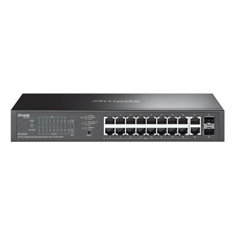 OMADA ES220GP switch Gestionado Gigabit Ethernet (10 100 1000) Energía sobre Ethernet (PoE) Negro