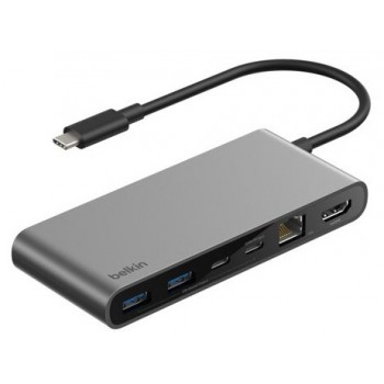 Belkin INC024HQSGY hub de interfaz USB Tipo C 10000 Mbit s Gris