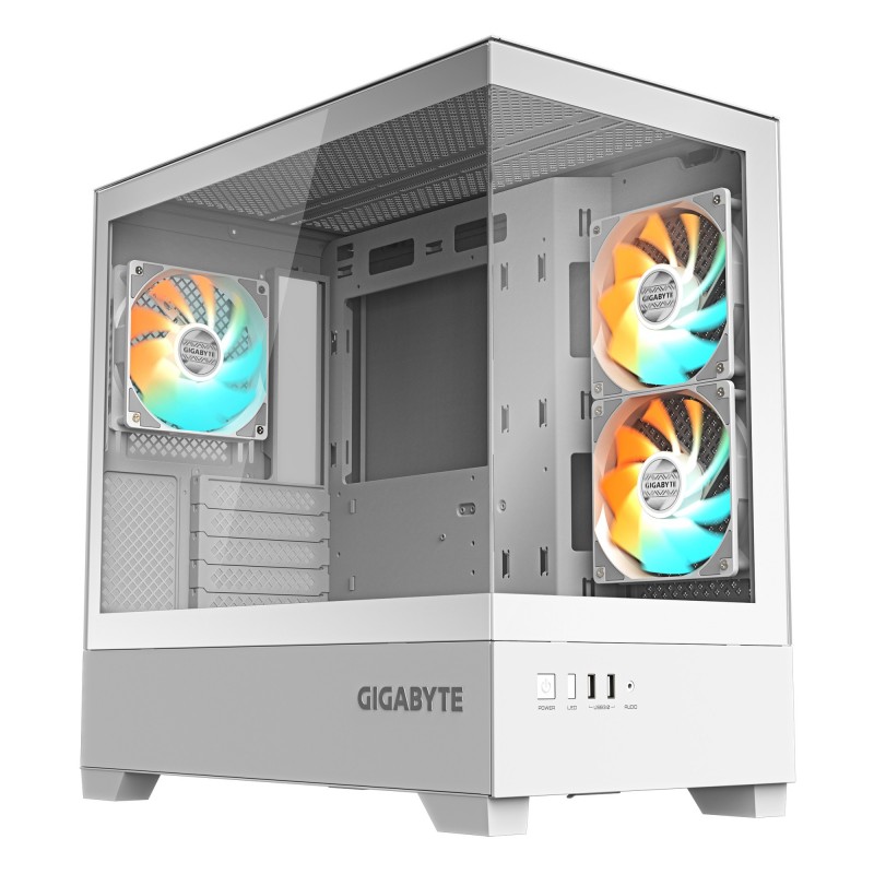GIGABYTE C201 PANORAMIC ICE Caja para PC – Torre media, m-ATX, compatible con radiador de 360 mm, 3  28300-C201W-1CKR