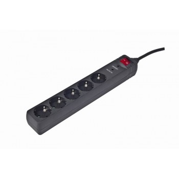 SPG5-C-5 limitador de tensión Negro 5 salidas AC 1,5 m