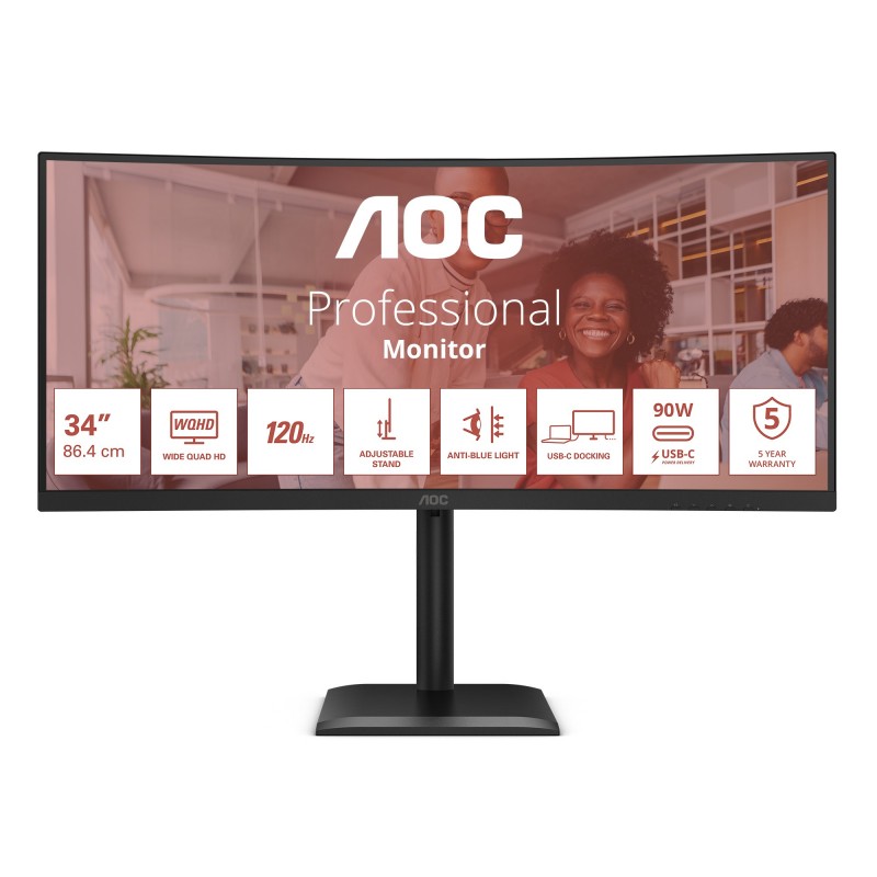 AOC E4 CU34E4CV - 34" UltraWide Quad HD - LCD - Negro - 120Hz