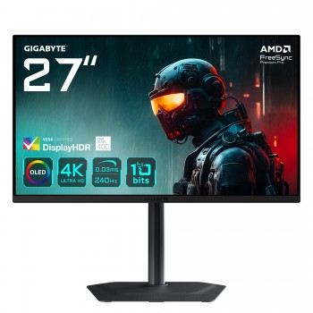 GIGABYTE MO27U2 OLED 4K UHD Gaming Monitor - 3840 x 2160 - 27" 4K Ultra HD - QD-OLED - Negro - 240Hz 20VM0-MO27U2BA-1EKR