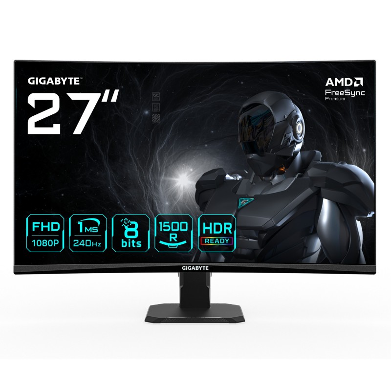 GIGABYTE GS27FC2 Monitor Gaming Curvo 27" FHD - 1920 x 1080 - 27" Full HD - LED - Negro - 240Hz 20VM0-GS27FC2BM-1EUS