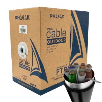 Phasak Bobina de cable de red FTP Cat.6A exterior CCA AWG23 100 m – PHR 681