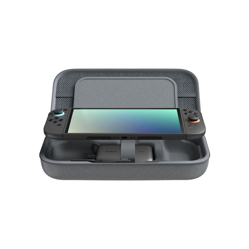 Belkin ENA001hqCH-V2 Estuche de viaje Nintendo Malla, Poliéster, Terciopelo Carbón vegetal
