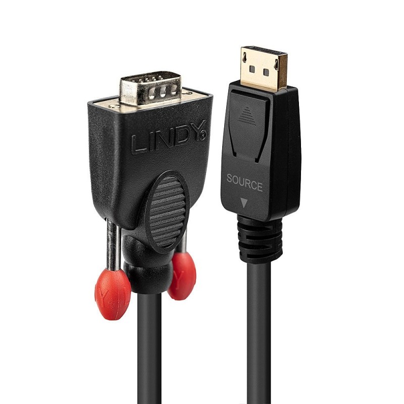Lindy 41943 adaptador de cable de vídeo 3 m VGA (D-Sub) DisplayPort Negro