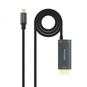Nanocable 10.15.5182 adaptador de cable de vídeo 1,8 m USB Tipo C HDMI + USB Type-C Negro