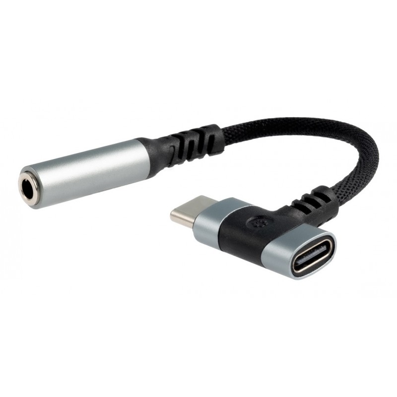 Nanocable 10.24.1207 cambiador de género para cable USB-C + USB-C 3.5 mm Negro