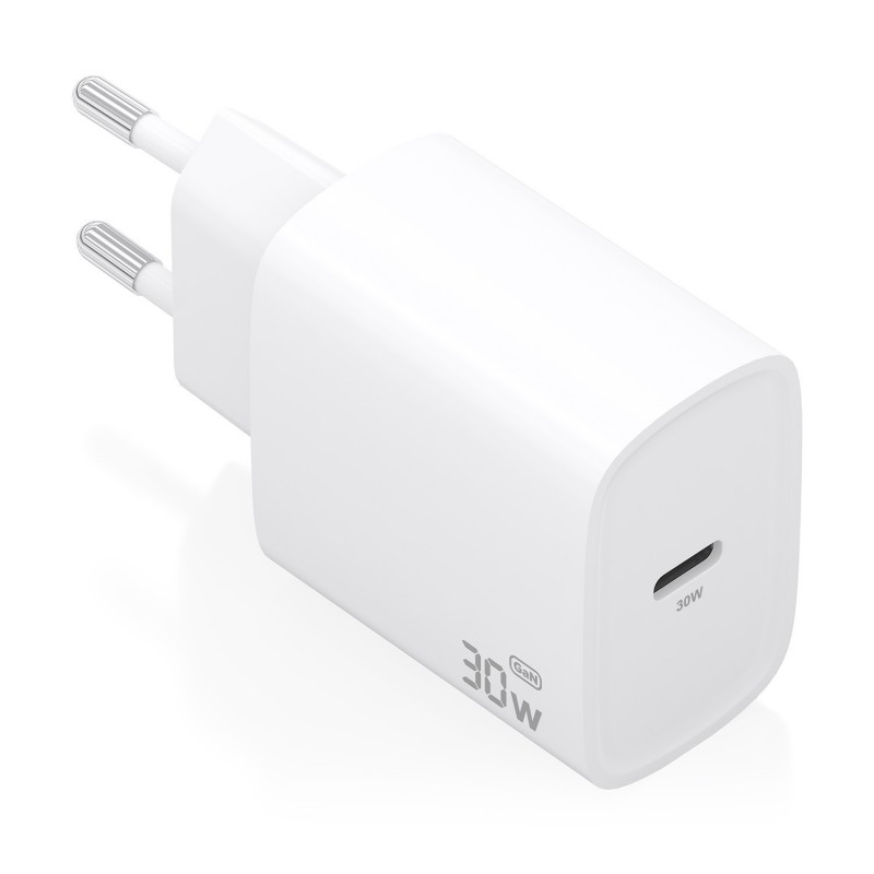 Cargador de Pared GaN Aisens A110-0950  1xUSB Tipo-C  30W  Blanco