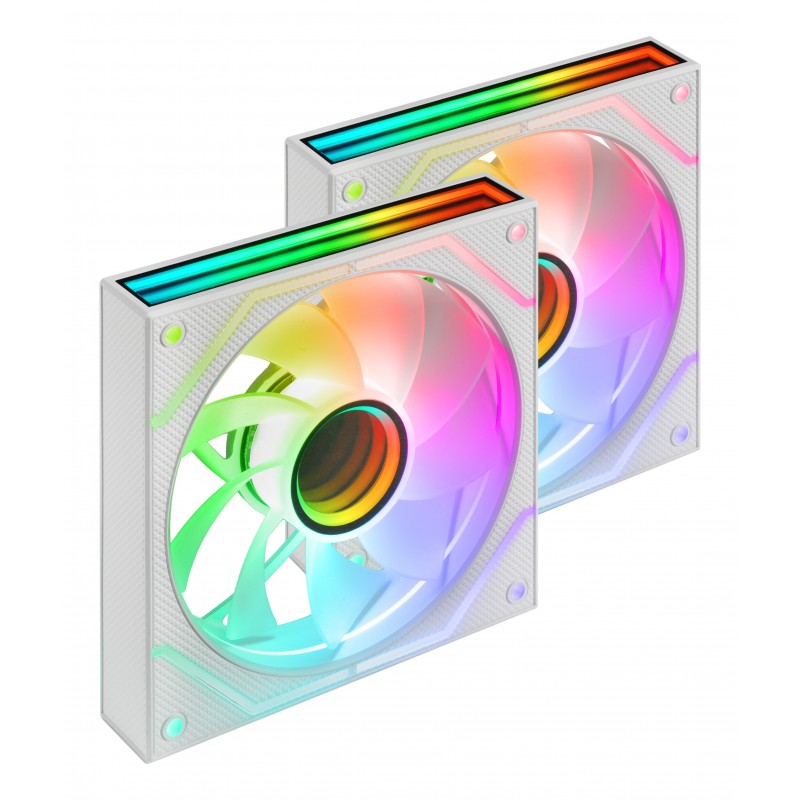 Mars Gaming MF3DPROX2RW - Kit Ventiladores 2x120mm - Aspas Invertidas ARGB Infinity Mirror - FDB PWM