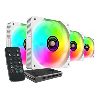 Mars Gaming MFSI4KITW - Kit de ventiladores ARGB - 120mm - 4 ventiladores - Hub y Mando a distancia 