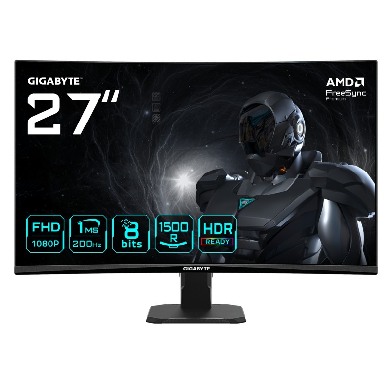 GIGABYTE GS27FCA Monitor gaming curvo 27" FHD - 1920 x 1080 - 27" Full HD - LED - Negro - 200Hz 20VM0-GS27FCABM-1EKS