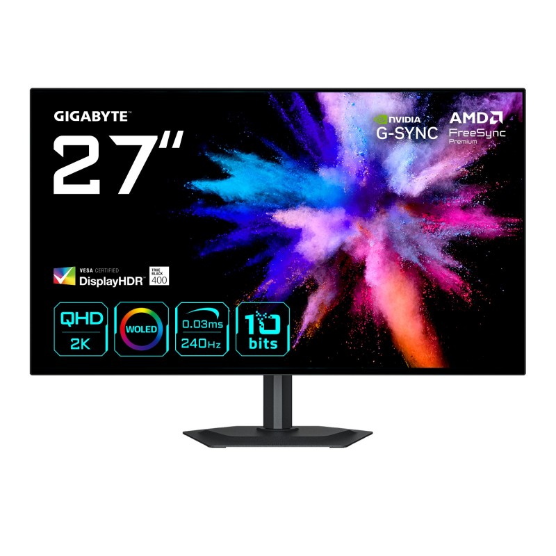 GIGABYTE GO27Q24G Monitor Gaming OLED 27” 2K QHD - 2560 x 14 - 27" Quad HD - OLED - Negro - 240Hz 20VM0-O27G24GBK-1EKR