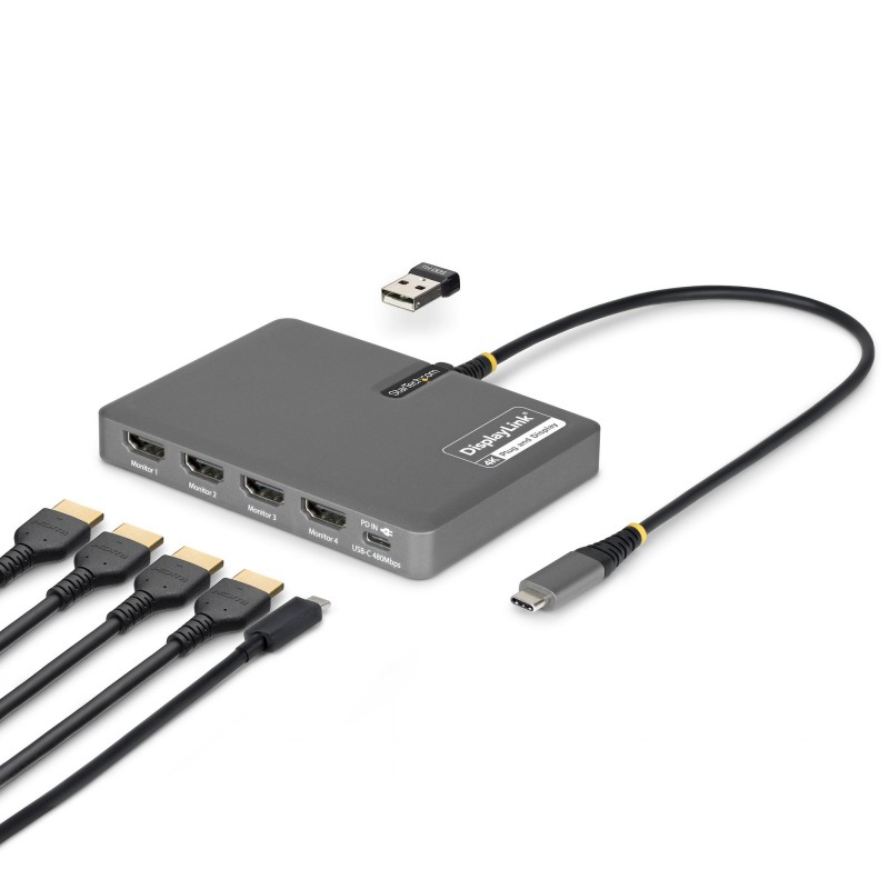 Adaptador StarTech usb-c a 4x hdmi cabl 4k 60hz - pd 140w QUAD-USB-HDMI-ADAPT
