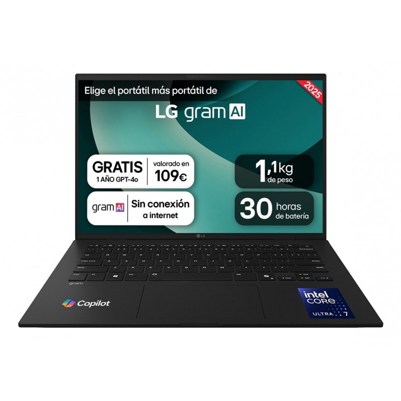LG Gram 14ZD90T-G.AX88B Negro - 14" - Intel Core Ultra 7 - 32GB - Gráfica integrada - FreeDOS