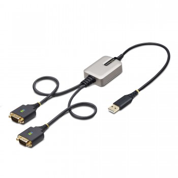 StarTech.com Cable Adaptador USB a 2 Puertos Serie de 60cm - Cable Conversor USB a Serial - Retenció 2P1FFC-USB-SERIAL