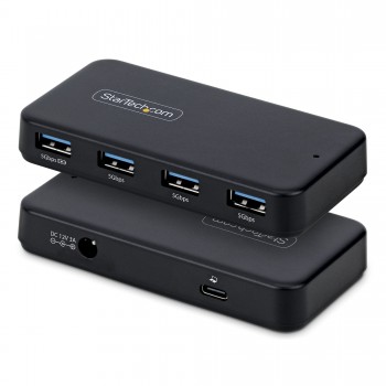 StarTech.com Hub Ladrón USB-A de 4 Puertos - 5Gbps - Autoalimentado - Cable Host 2 en 1 Tipo C y Tip ST4300USB3V2-UE