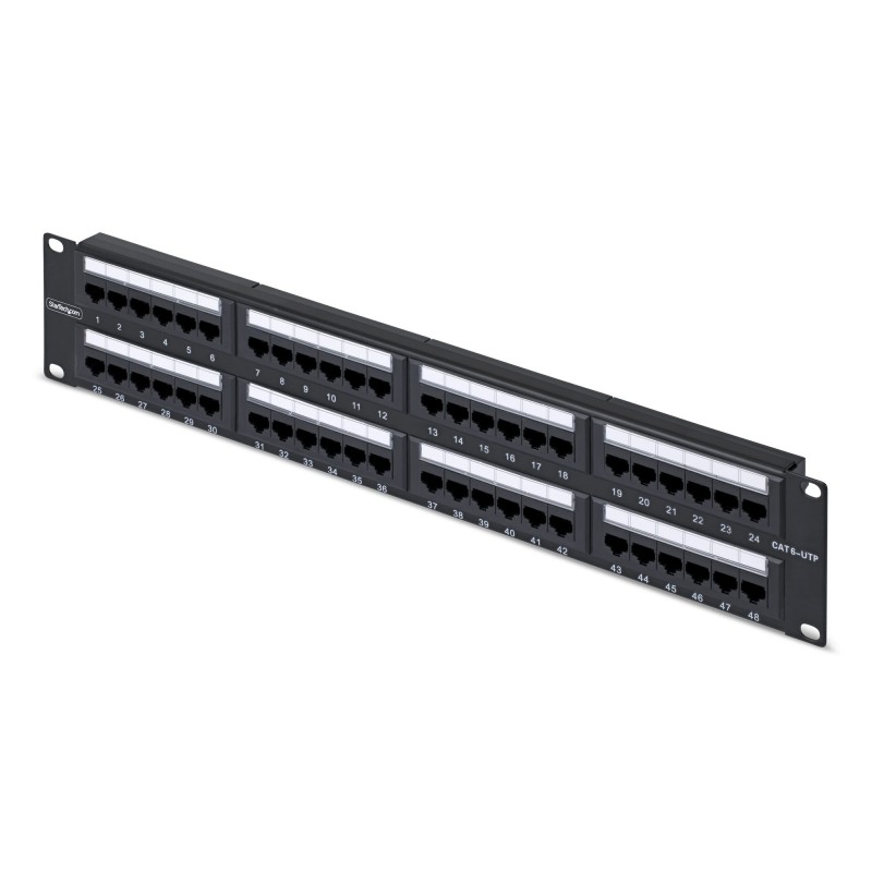 StarTech.com Panel de Parcheo 2U de 48 Puertos Cat6 RJ45 de Montaje en Rack de Servidores - UTP -Tip CPANEL48