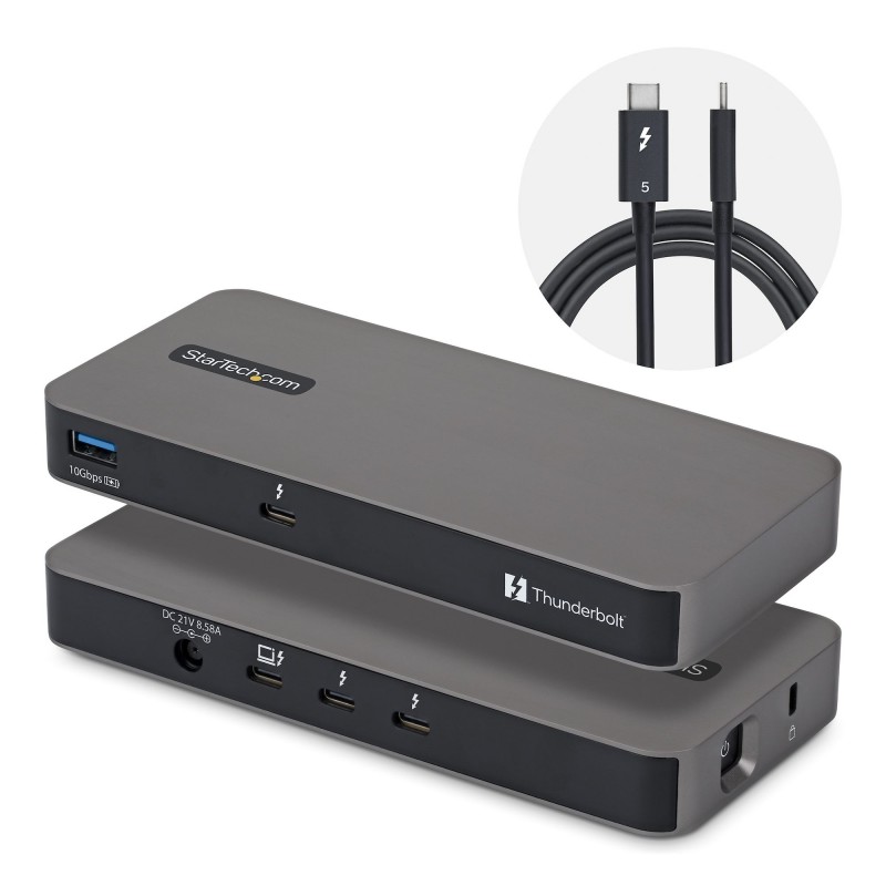 StarTech.com Hub Thunderbolttrade, 5 de 4 Puertos con KVM Thunderbolt Share - 80 120Gbps - Multipan 303UE-TB5-HUB