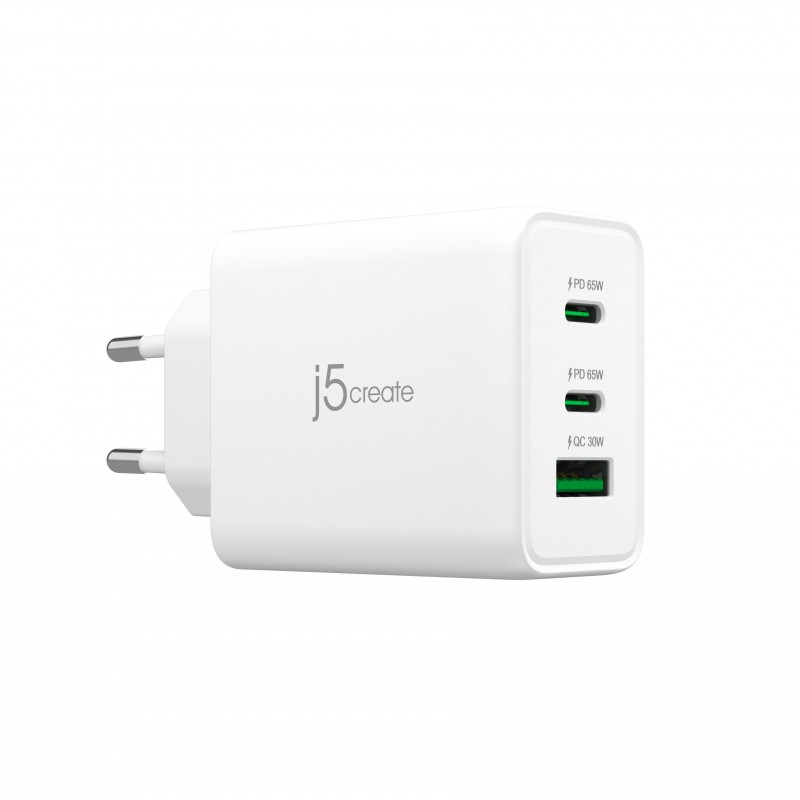 j5create JUP3365E-EN Cargador USB-C® de 65W GaN de 3 puertos - UE