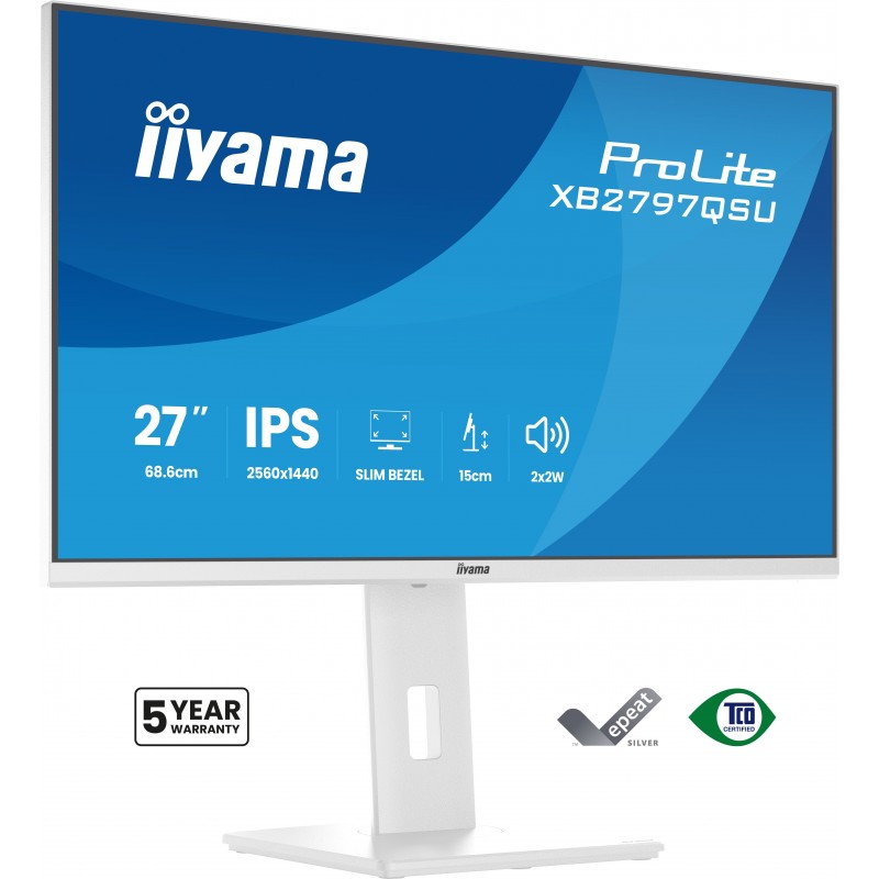 iiyama ProLite XB2797QSU-W1 - 27" Quad HD - LED - Blanco - 75Hz