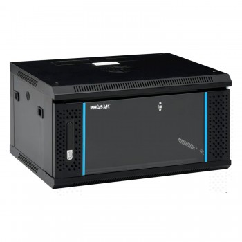 Phasak Armario Rack PRO 19" 6U 600 x 450 negro con ventilación - PHO 2106 (Montado)