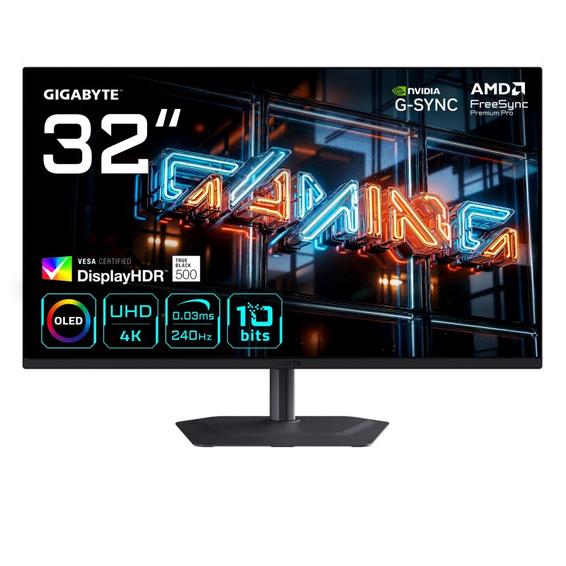 GIGABYTE MO32U24 OLED - 31.5" 4K Ultra HD - QD-OLED - Negro - 240Hz 20VM0-MO32U24BT-1EKR