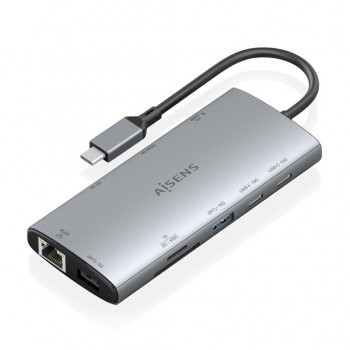 AISENS USB-C Dock 10 en 1, USB-C a 1xHDMI, 1xDisplayPort, 1xRJ45, 1xUSB-A 10G, 1xUSB-A 5G, 2xUSB-C 1 ASUC-10P050-GR