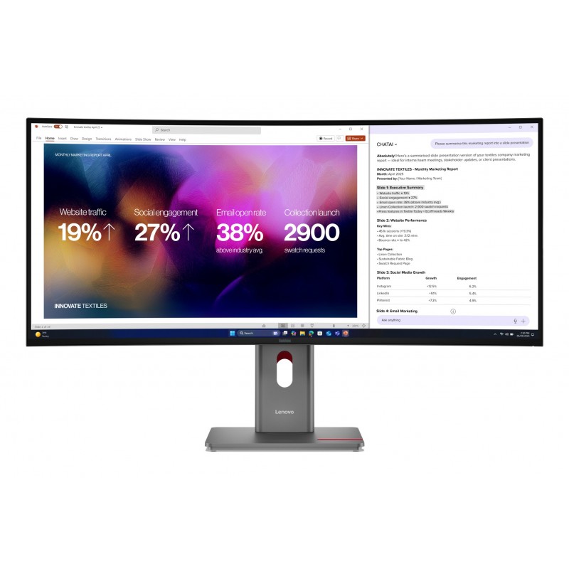 Monitor Lenovo ThinkVision P40WD-40 39,7" UltraHD 5K 120Hz Curvo IPS HDR10 Thunderbolt Altavoces  64B4XAT1EU