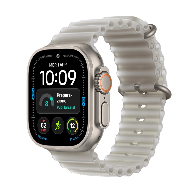 Apple Watch Ultra 4 (GPS + Cellular) - Caja de titanio natural de 49 mm - Correa Ocean gris traslúci MJAD4QL A