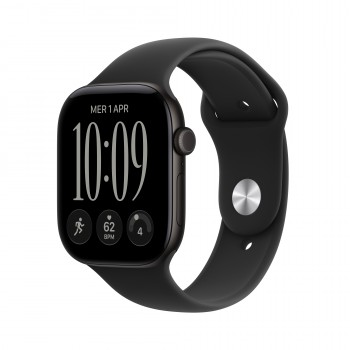 Apple Watch Series 12 (GPS) - Caja de aluminio en negro (46 mm) - Correa deportiva negra - Talla S M MJEK4QL A