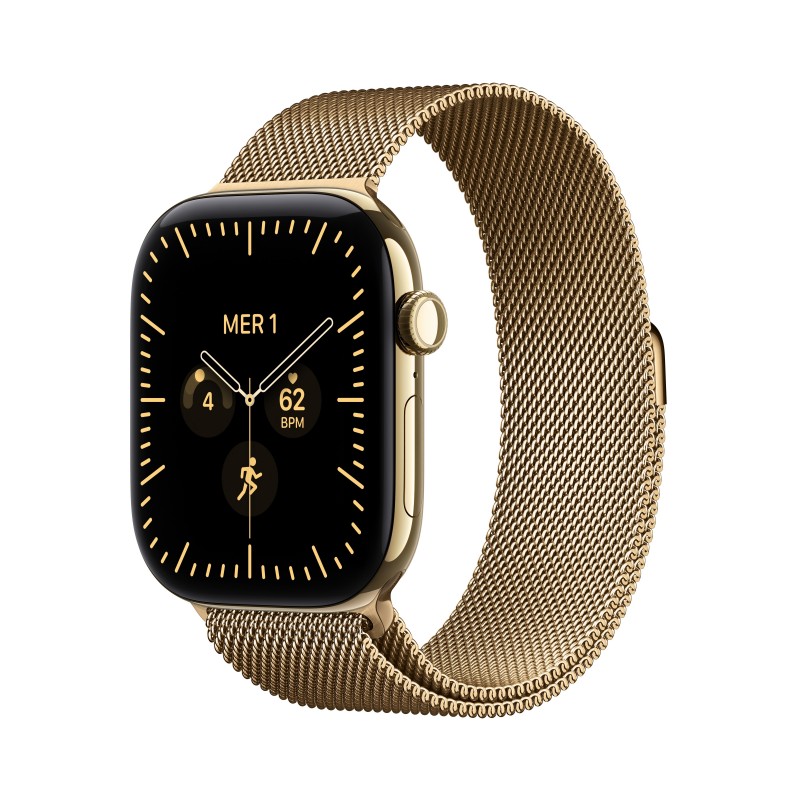 Apple Watch Series 12 (GPS + Cellular) - Caja de titanio en oro brillante (46 mm) - Pulsera Milanese MJGV4QL A