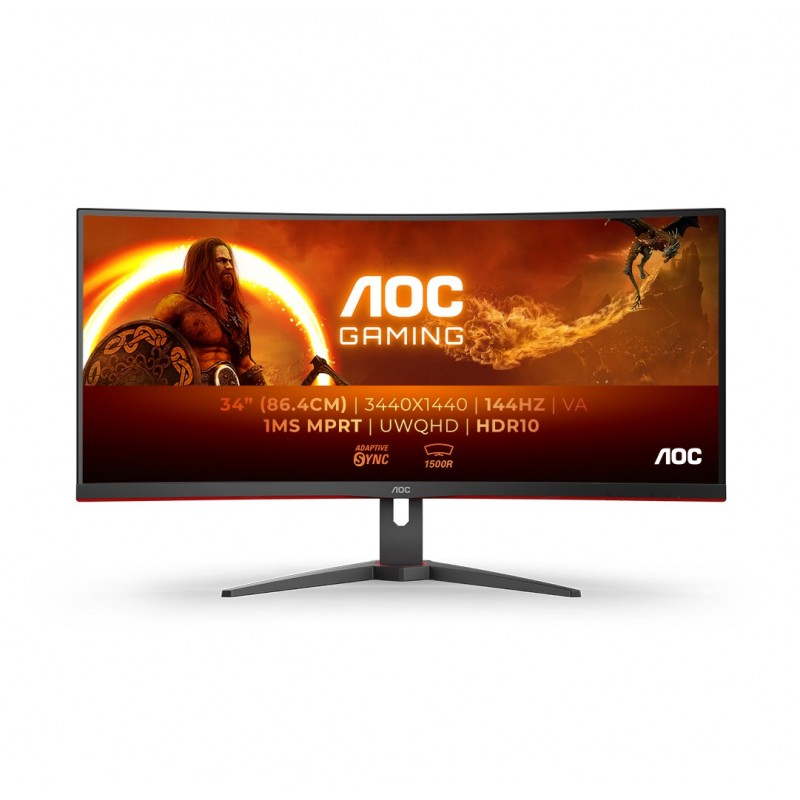 AOC G2 CU34G2XE BK - 34" Wide Quad HD - LCD - Negro, Rojo - 144Hz