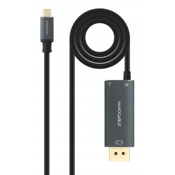 Nanocable 10.15.5012 adaptador de cable de vídeo 1,8 m USB Tipo C DisplayPort   USB Type-C Negro
