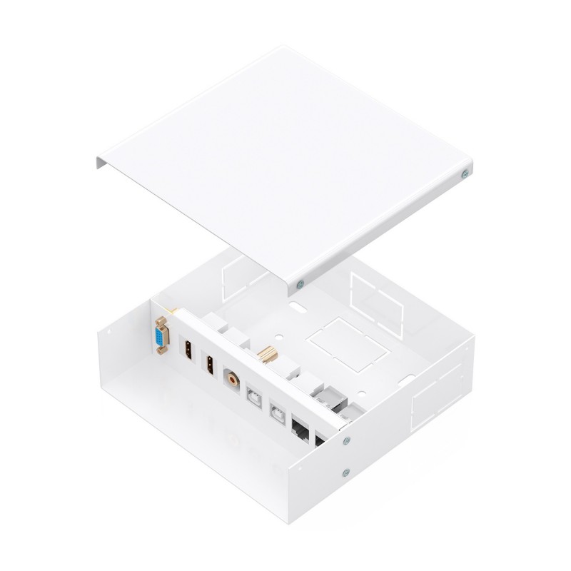AISENS A127-1031 - 1xVGA, 1xJACK3.5, 2xHDMI, 2xUSB-B 2.0, 2xRJ45 Cat.6A STP - Blanco - 150x150x45mm