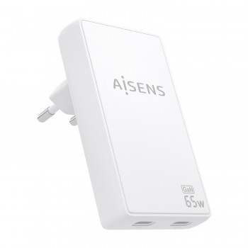 AISENS ASCH-65W2P077-W - USB-C - GaN - 65W - 2 Puertos - Blanco