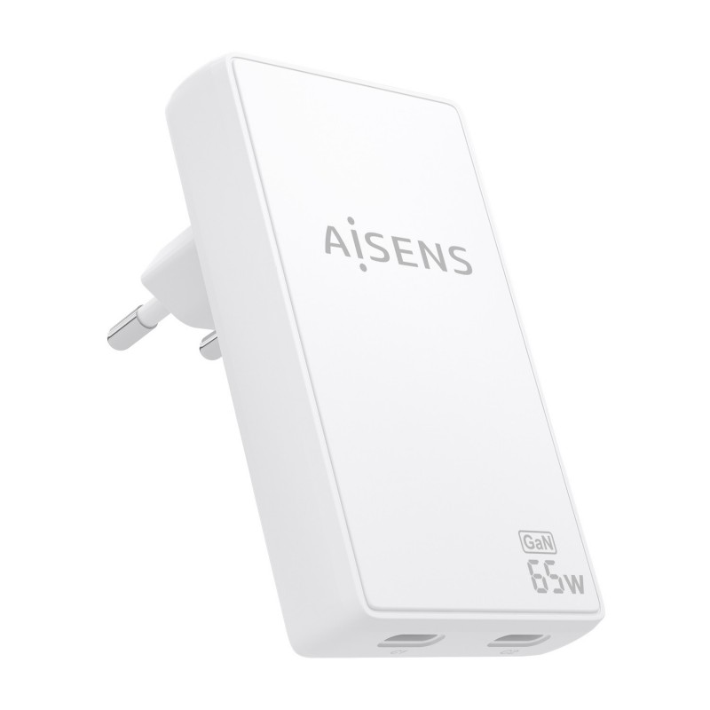 AISENS ASCH-65W2P077-W - USB-C - GaN - 65W - 2 Puertos - Blanco