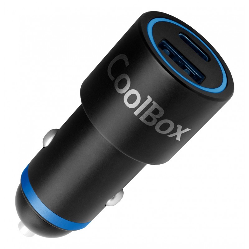 CoolBox COO-CUC-48CA - Cargador de coche - 48W - USB-A USB-C - Negro Azul