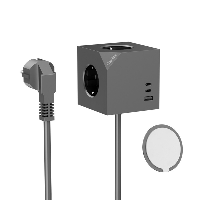 CoolBox CUBIK MAGNET - 3 Schuko - 2 USB-C PD 20W - 1 USB-A 15W - 4000W - 1.4m COO-BEN-CU-CUBE2
