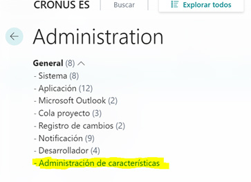 Administración de características